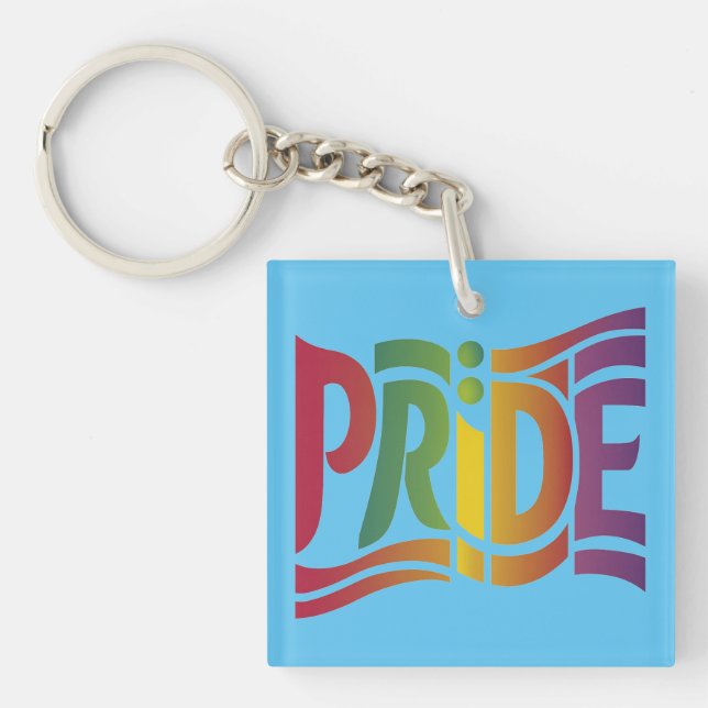 Rainbow Pride Typographic - Bold LGBTQ+ Statement Keychain (Front)