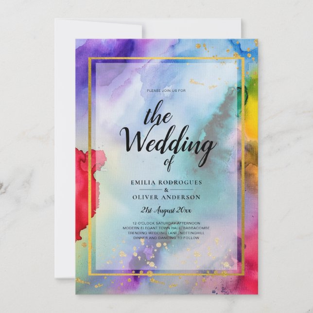 RAINBOW PRIDE WEDDING INVITATION Ink LeahG (Front)
