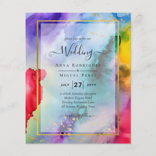 RAINBOW PRIDE WEDDING INVITATION Ink LeahG (Front)