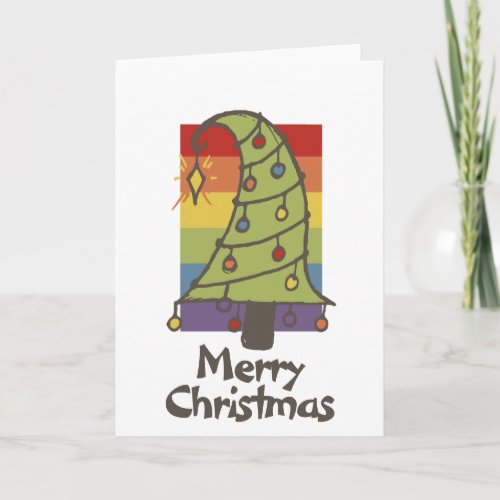 Rainbow Pride Whimsical Christmas Tree Holiday Card