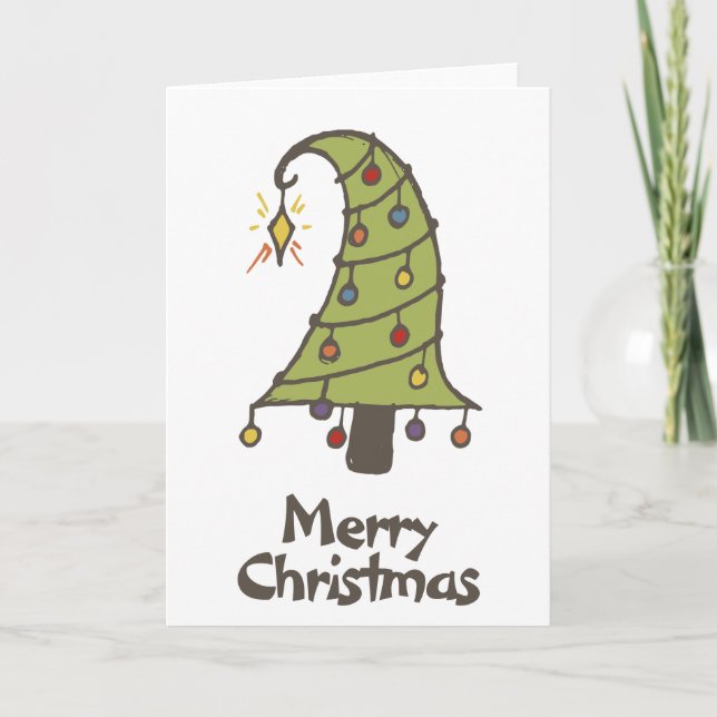 Rainbow Pride Whimsical Christmas Tree Holiday Card (Front)