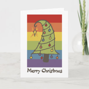 Rainbow Pride Whimsical Christmas Tree Holiday Card