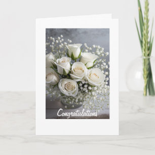 Rainbow Pride White Roses Wedding Card