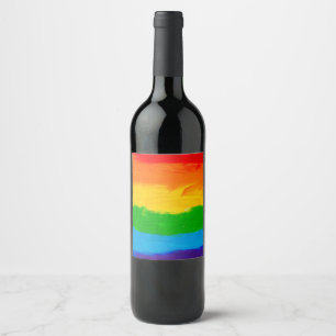 Rainbow Pride Wine Label – Colorful Bottle Sticker