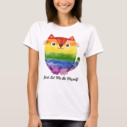 Rainbow Pride Womens Cat T_Shirt