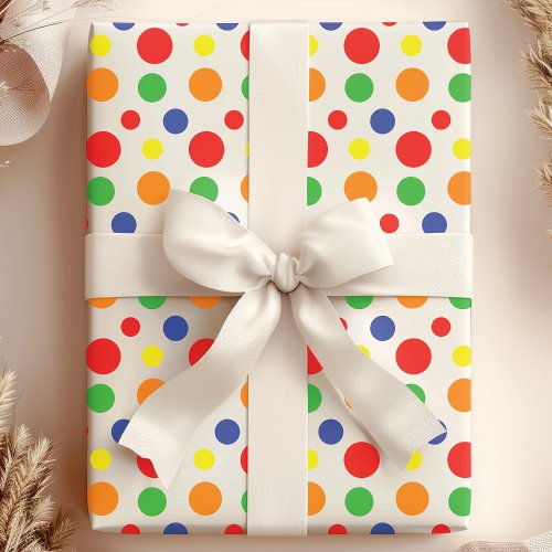 Rainbow Primary Polka Dots Pattern Wrapping Paper