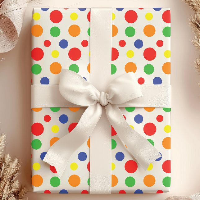 Rainbow Primary Polka Dots Pattern Wrapping Paper (Creator Uploaded)