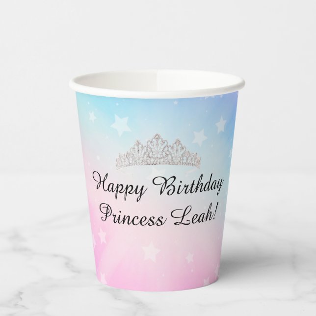 Rainbow Princess Birthday Paper Cups (Left)