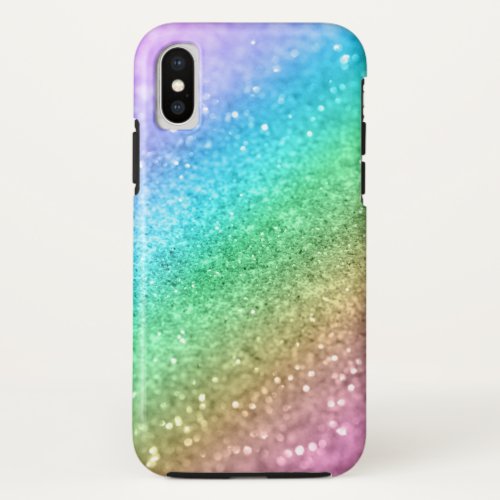Rainbow Princess Glitter 1 shiny iPhone X Case
