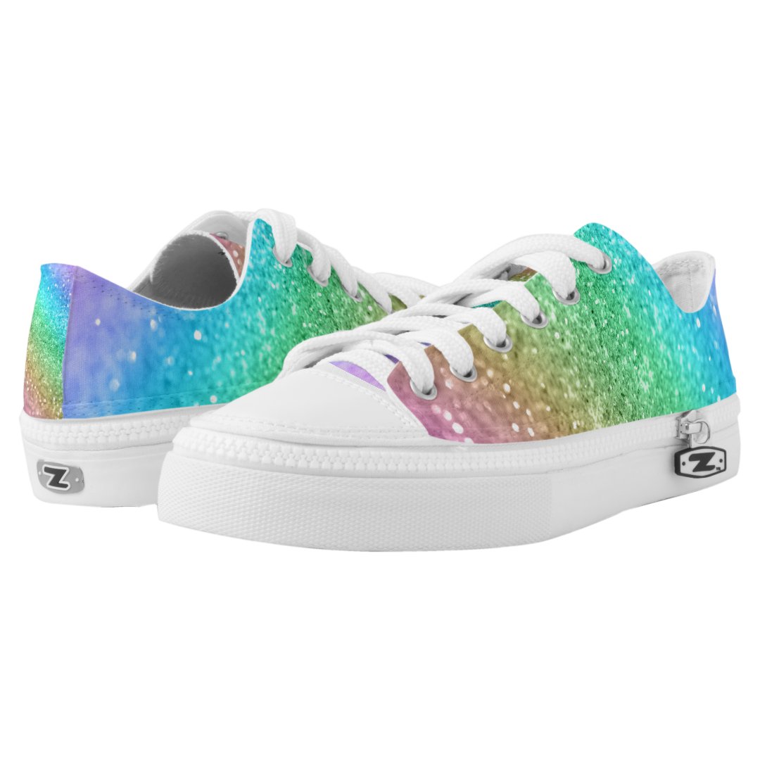 Rainbow Princess Glitter #1 #shiny Low-Top Sneakers | Zazzle