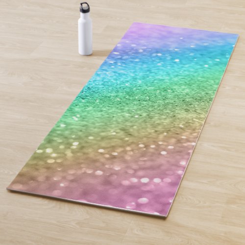 Rainbow Princess Glitter 1 shiny Yoga Mat