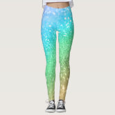 Faux Rainbow Glitter Colorful Festival Leggings