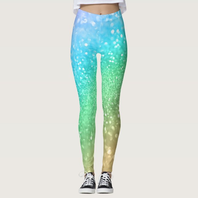 Rainbow Princess Glitter #1a (Faux Glitter) #shiny Leggings (Front)