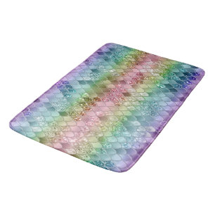 Rainbow Princess Mermaid Scales #2 #decor #wall  Bath Mat