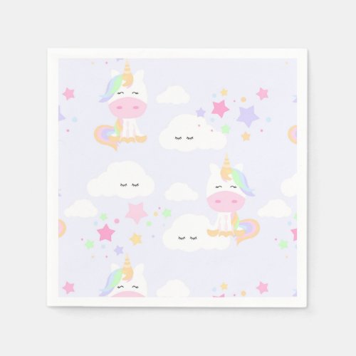 Rainbow Princess Unicorn Party Napkins