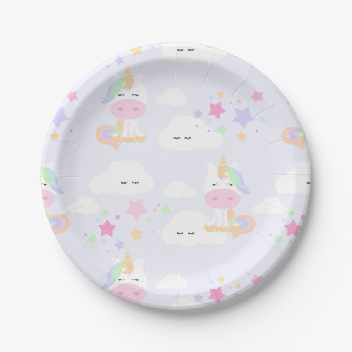 Rainbow Princess Unicorn Party Plates
