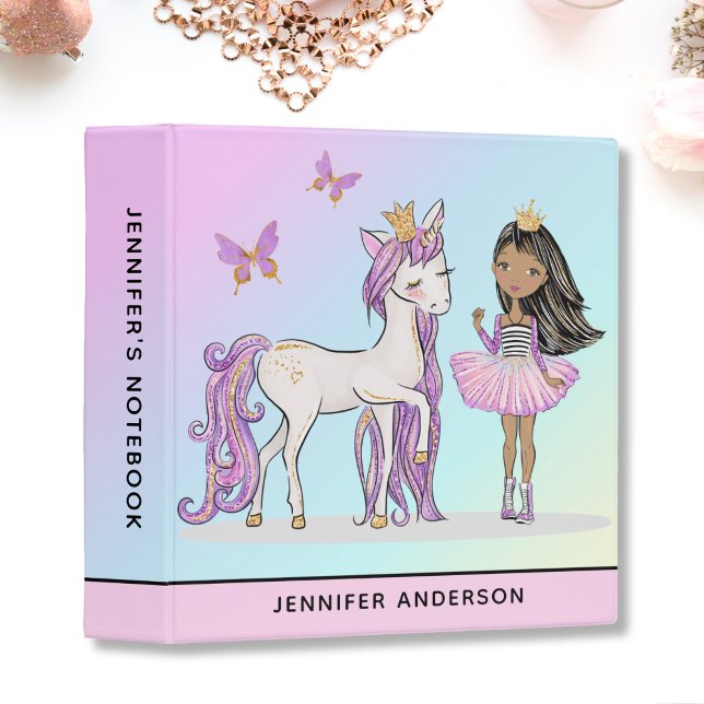 Rainbow Princess Unicorn School 3 Ring Binder (Creator Uploaded)