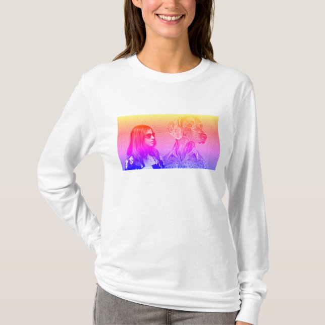 Rainbow print dog and girl T-Shirt (Front)