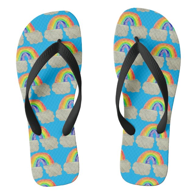 Rainbow Print Flip Flops (Footbed)