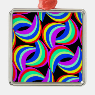 Rainbow Print Metal Ornament