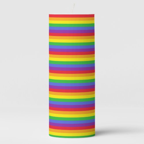 Rainbow Print Pillar Candle