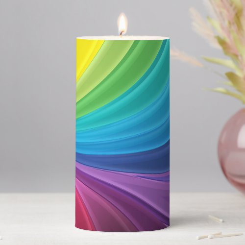 Rainbow Print Pillar Candle