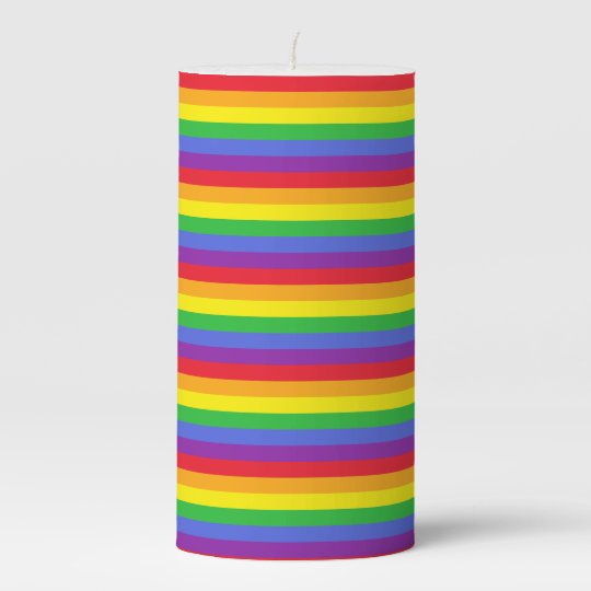 Rainbow Print Pillar Candle