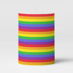 Rainbow Print Pillar Candle