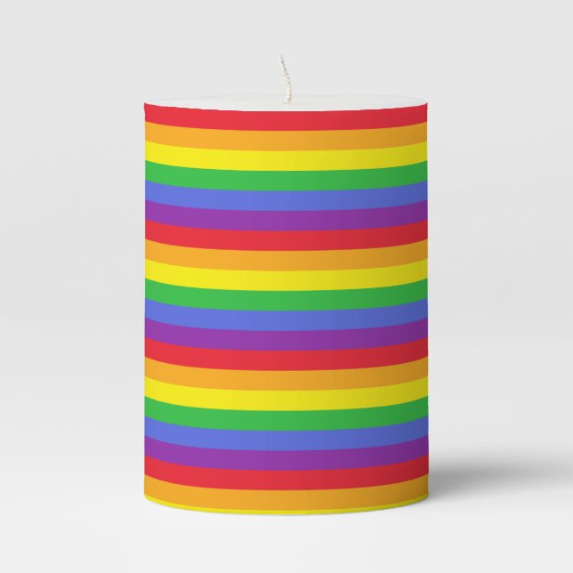 Rainbow Print Pillar Candle (Front)