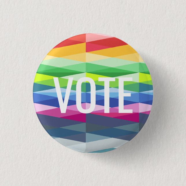 Rainbow Prism Abstract Geometric Design - VOTE Button (Front)