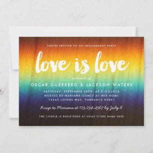 Rainbow Prism Love is Love Gay Engagement Party Invitation