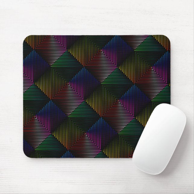 Rainbow Prism On Black Mouse Pad (With Mouse)