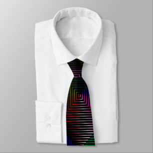 Rainbow Prism On Black Neck Tie