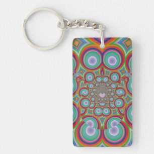 Rainbow Psychedelic Optical Abstract Art Keychain