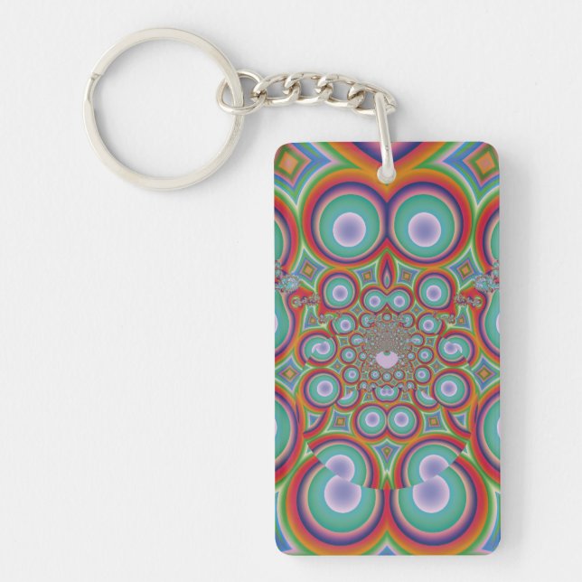 Rainbow Psychedelic Optical Abstract Art Keychain (Front)