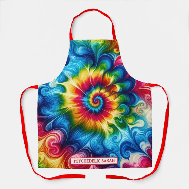 Rainbow Psychedelic Tie-Dye Apron (Front)