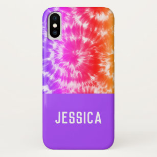 Rainbow Psychedelic Tie Dye Custom Name  iPhone X Case