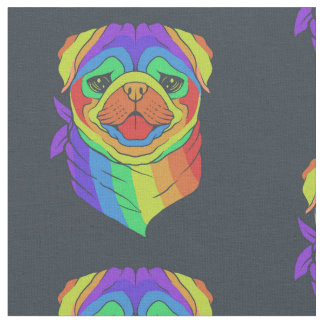 Rainbow Pug Fabric