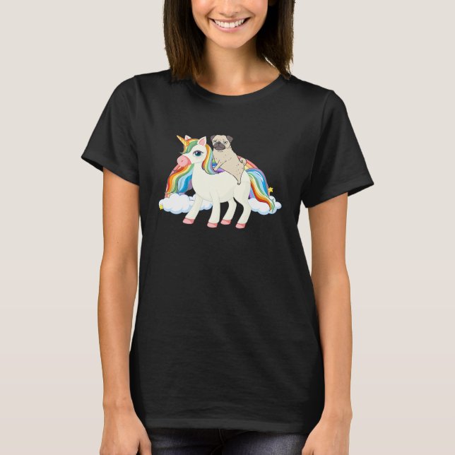 Rainbow Pug Unicorn Pug Themed  Pugicorn T-Shirt (Front)