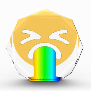 rainbow puke emoji acrylic award