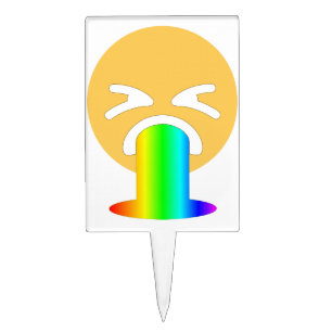 rainbow puke emoji cake topper