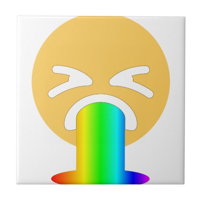 rainbow puke emoji ceramic tile (Front)
