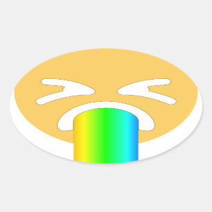 rainbow puke emoji oval sticker