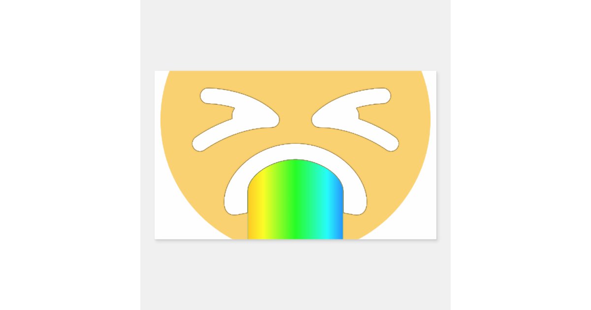 rainbow puke emoji rectangular sticker | Zazzle
