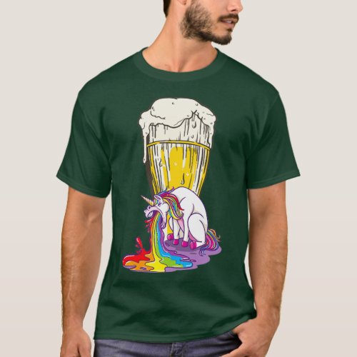 Rainbow Puking After Beer Unicorn T_Shirt