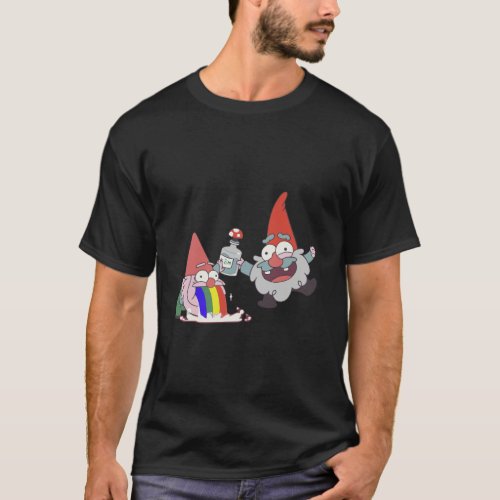 Rainbow Puking Party Gnome Gravity Inspired Big Di T_Shirt