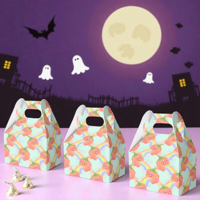 Rainbow Pumpkin Fun, Party Favor Boxes (Rainbow Pumpkin favor boxes quirky, colorful, and fun for parties, Halloween, and unique celebration)