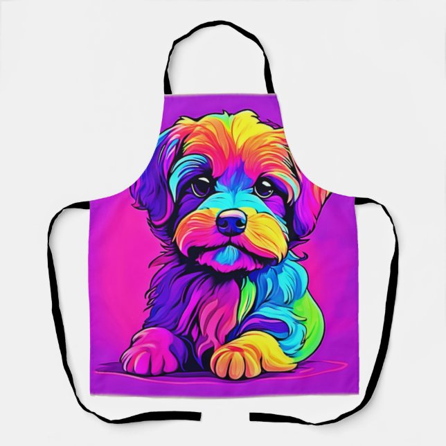 Rainbow Puppy Artwork Apron (Front)
