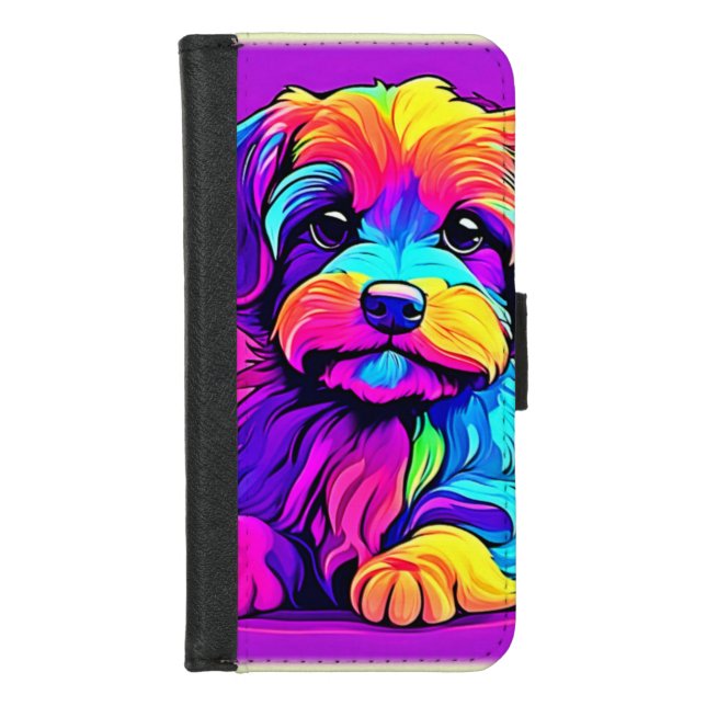 Rainbow Puppy Artwork iPhone Wallet Case (Front)