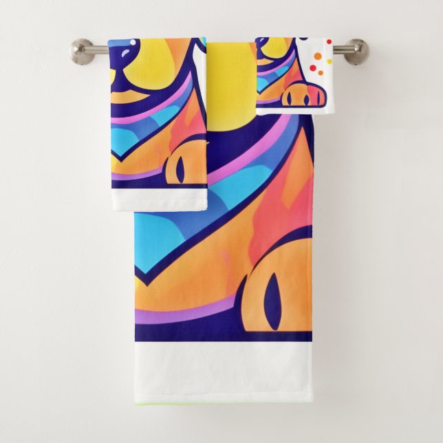 Rainbow Puppy Love Bath Towel Set (Insitu)